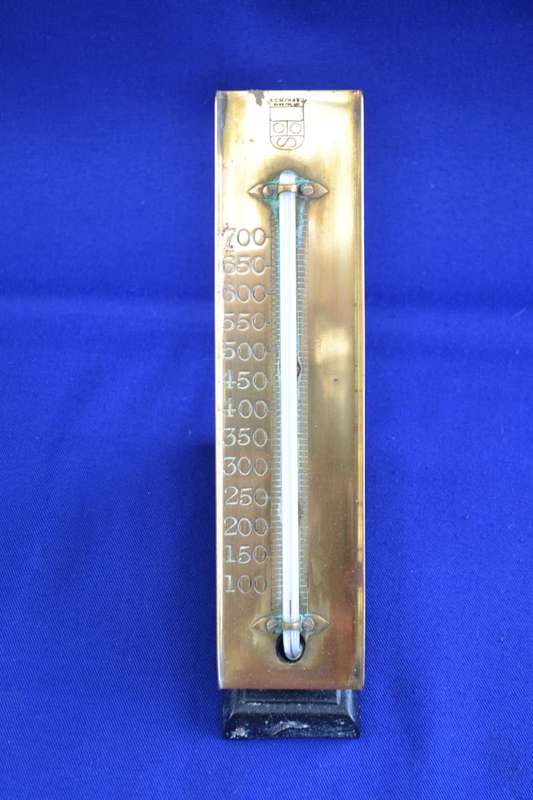 Vintage Brass Thermometer on Metal Stand