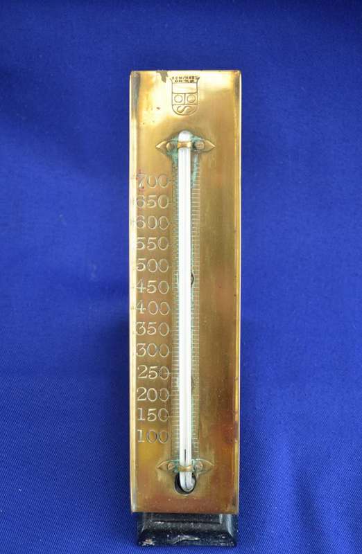 Vintage Brass Thermometer on Metal Stand