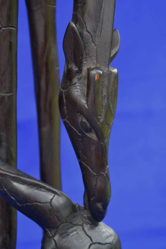 Abstract Style Carved Wooden Mother and Baby Giraffe