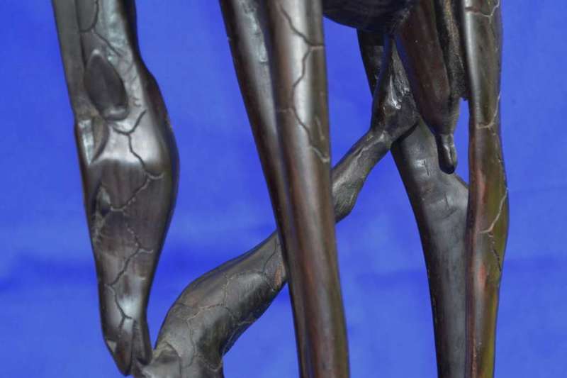 Abstract Style Carved Wooden Mother and Baby Giraffe