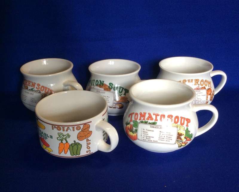 Vintage Regent Stone Recipe Soup Mugs Plus additional  Unmarked Soup Mug