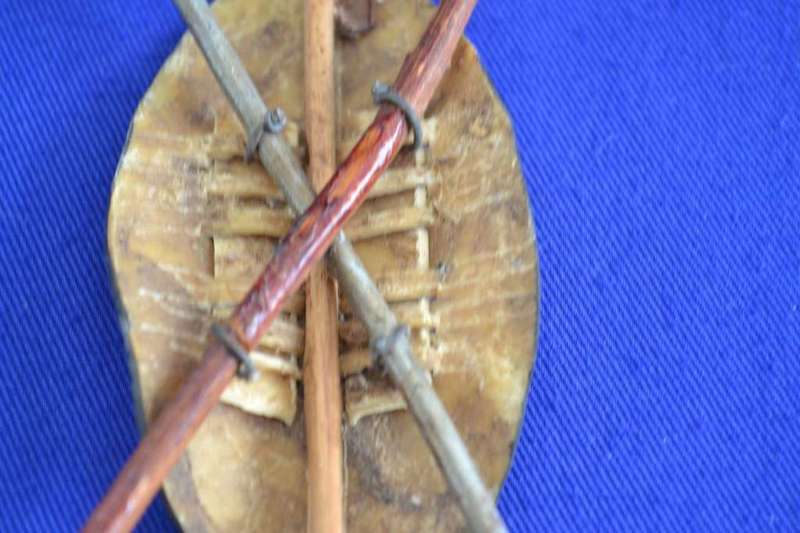 Traditional Masai Carved Wooden Figures and Miniature Hide Shield