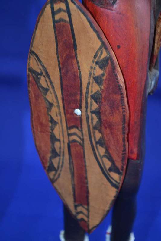 Traditional Masai Carved Wooden Figures and Miniature Hide Shield
