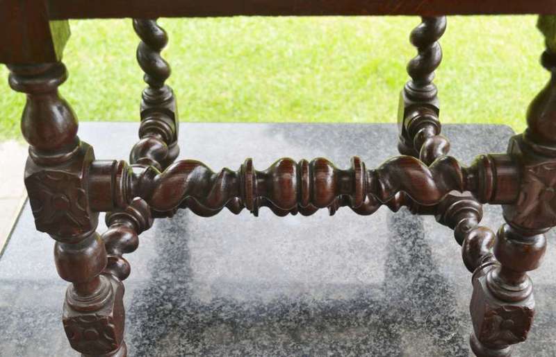 Antique Carved Oak Barley Twist  High Backed  Chair
