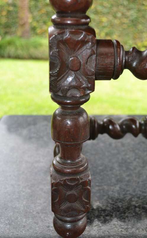Antique Carved Oak Barley Twist  High Backed  Chair
