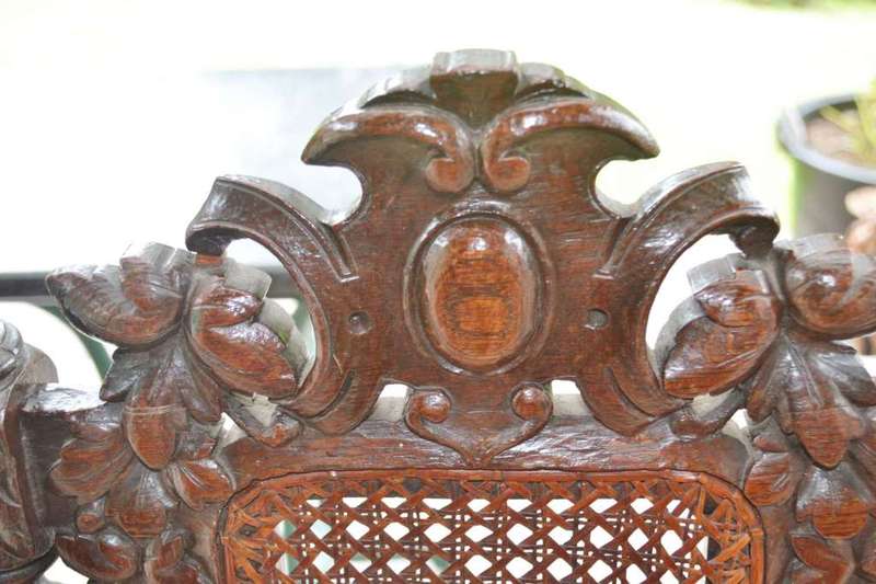 Antique Carved Oak Barley Twist  High Backed  Chair
