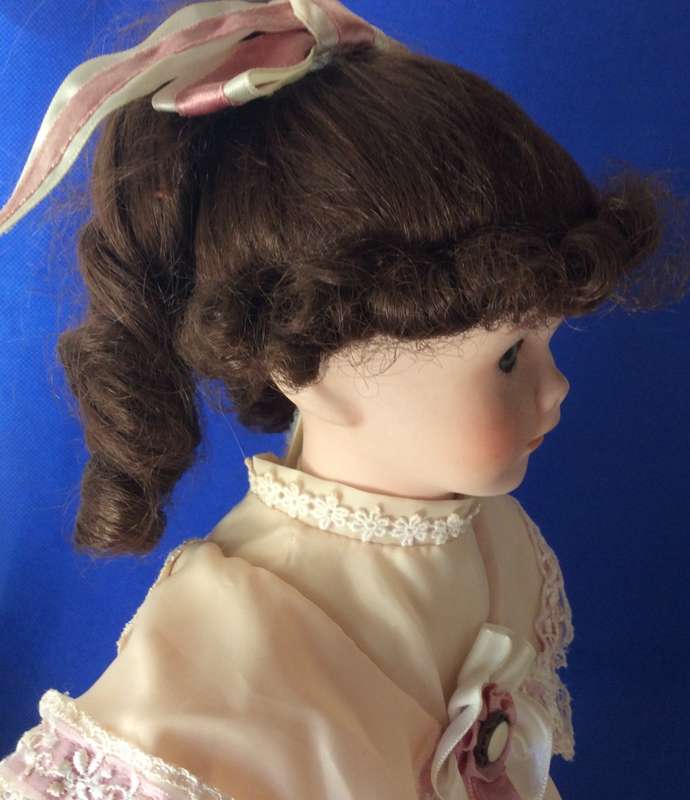 Vintage Porcelain Doll on Stand
