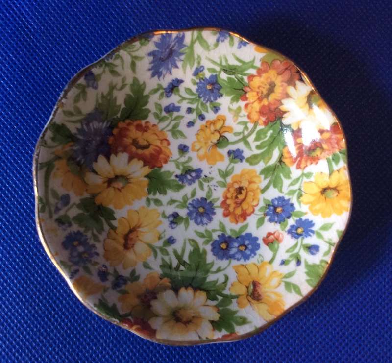 Royal Doulton Art Deco Minden Cake Plate plus 2 Old Foley Chintz Pin Dishes