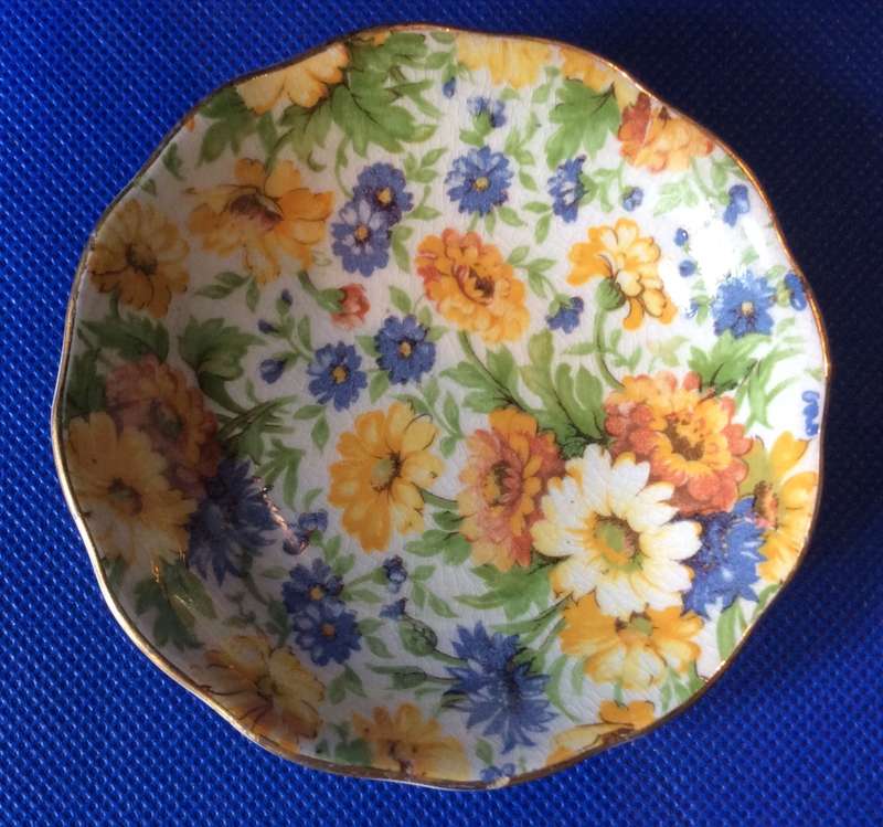 Royal Doulton Art Deco Minden Cake Plate plus 2 Old Foley Chintz Pin Dishes