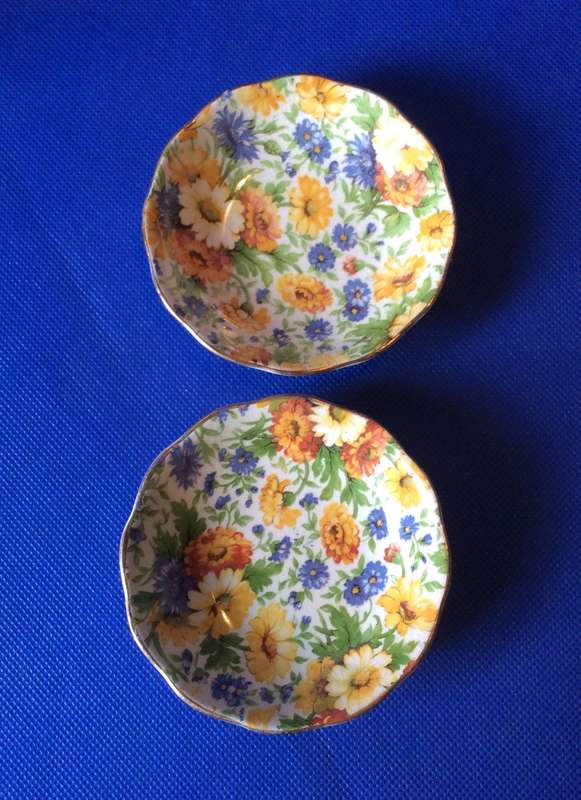 Royal Doulton Art Deco Minden Cake Plate plus 2 Old Foley Chintz Pin Dishes