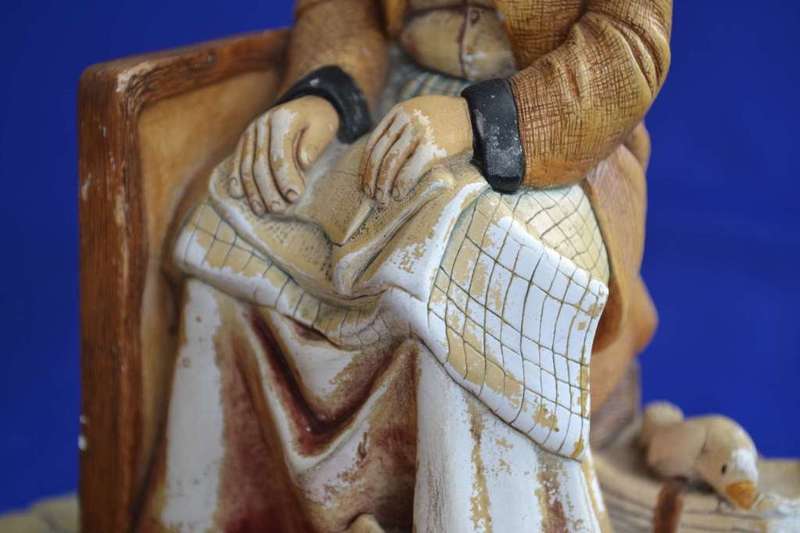 Naturecraft Hand Painted Chalkware / Stonewre Figures `News Vendor` and `Grand Finale`