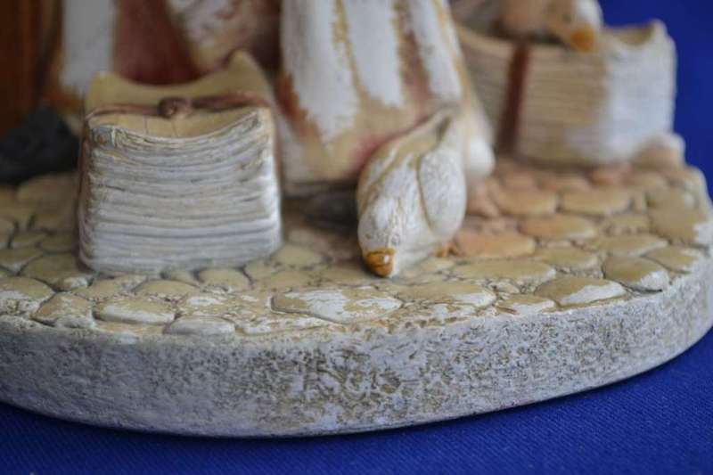 Naturecraft Hand Painted Chalkware / Stonewre Figures `News Vendor` and `Grand Finale`