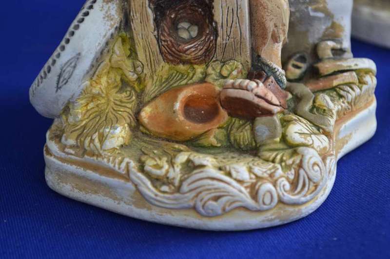 Naturecraft Hand Painted Chalkware / Stonewre Figures `News Vendor` and `Grand Finale`