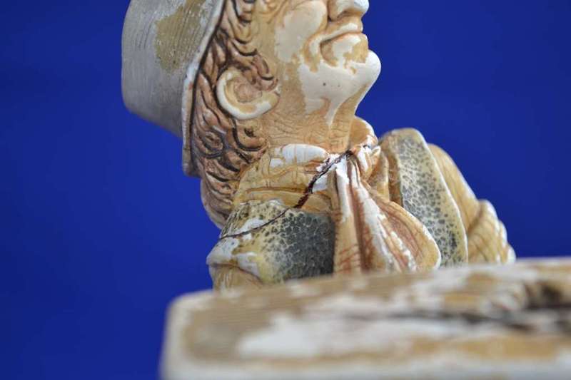 Naturecraft Hand Painted Chalkware / Stonewre Figures `News Vendor` and `Grand Finale`