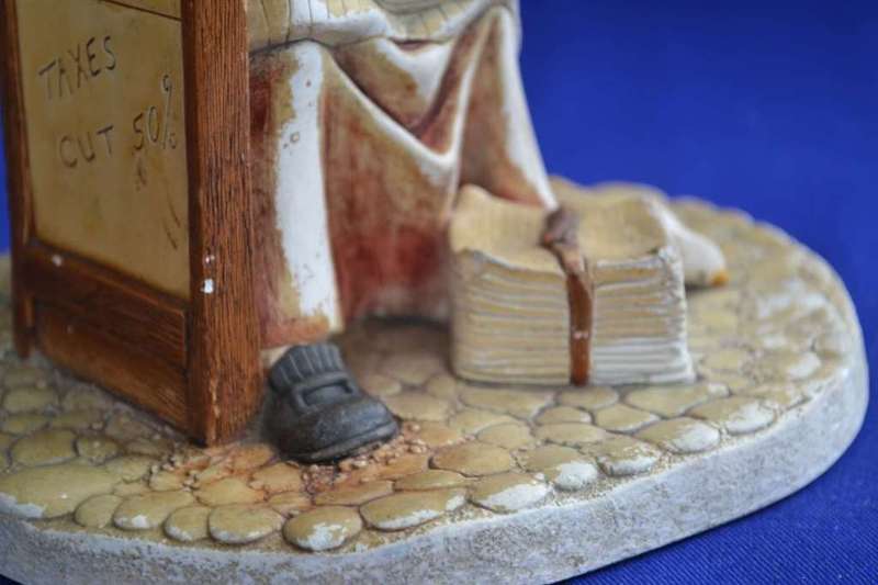 Naturecraft Hand Painted Chalkware / Stonewre Figures `News Vendor` and `Grand Finale`