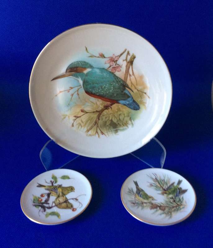 Constantia Fine China Bird Plate + 2 Miniature Coalport Bird Plates
