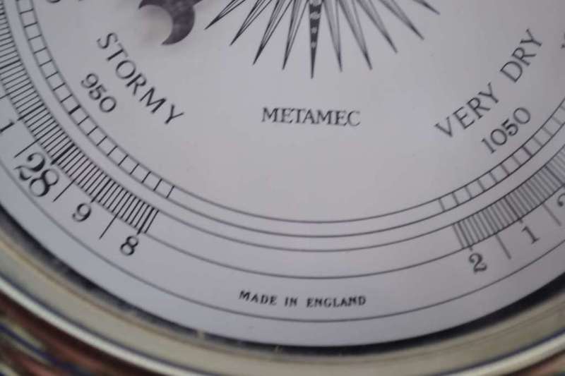 Metamec Nautical Style Quartz Clock and Barometer on Wooden Plaque