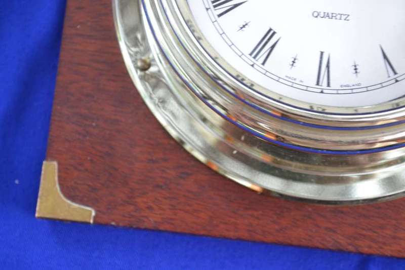 Metamec Nautical Style Quartz Clock and Barometer on Wooden Plaque