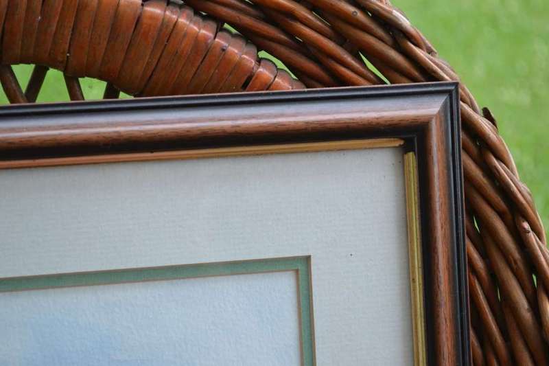 Watercolour Landscape framed behind Glass