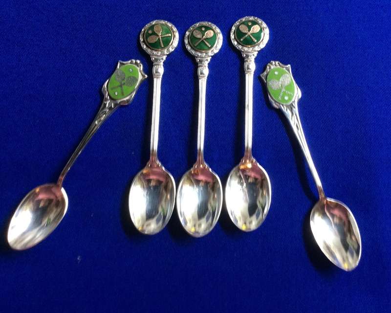 Collectible Spoons - Crossed Tennis Racket Emblem x 6