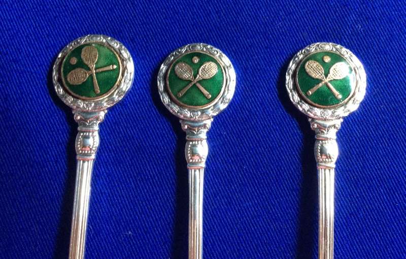 Collectible Spoons - Crossed Tennis Racket Emblem x 6