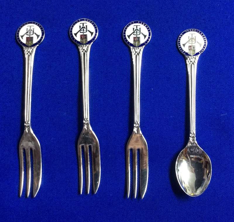 Collectible Enamelled Transvaal Landbou Unie Emblem Spoon and Cake Forks