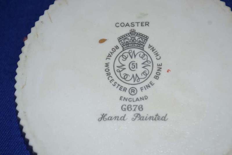 Royal Worcester Boxed Set of 4 Vintage Hand Painted Porcelain Coasters