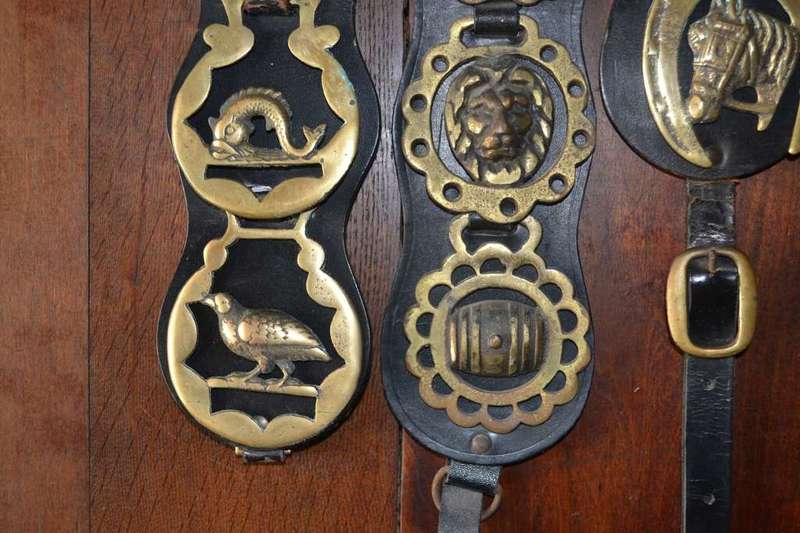 Assorted Vintage Horse Brasses on leather Straps