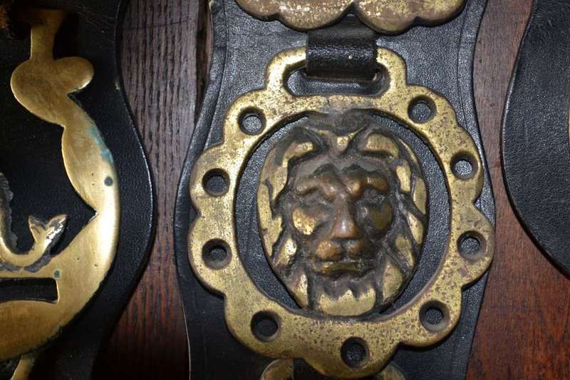Assorted Vintage Horse Brasses on leather Straps