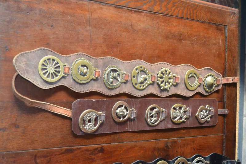 Assorted Vintage Horse Brasses on leather Straps