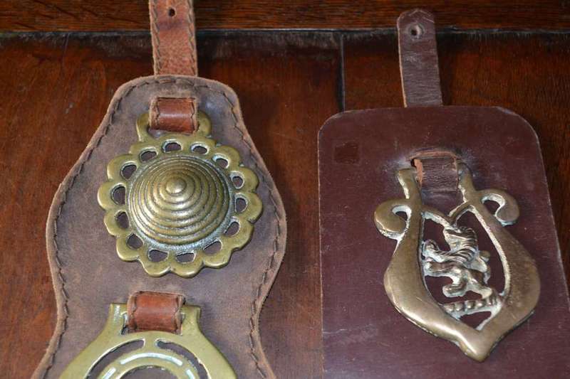 Assorted Vintage Horse Brasses on leather Straps