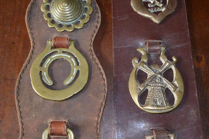 Assorted Vintage Horse Brasses on leather Straps