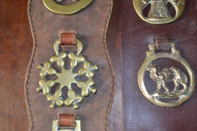 Assorted Vintage Horse Brasses on leather Straps