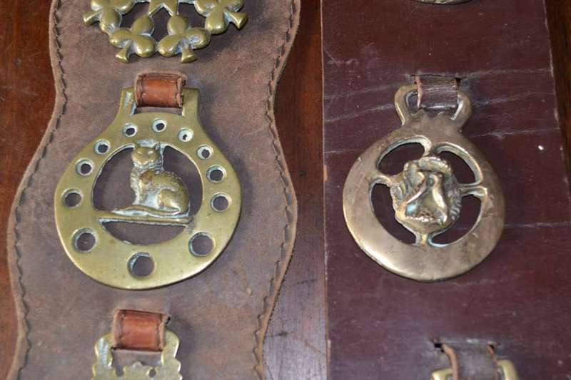 Assorted Vintage Horse Brasses on leather Straps