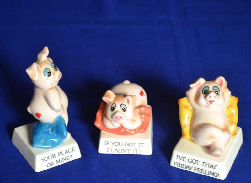 Porcelain Pig Figures x 3