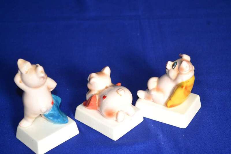Porcelain Pig Figures x 3