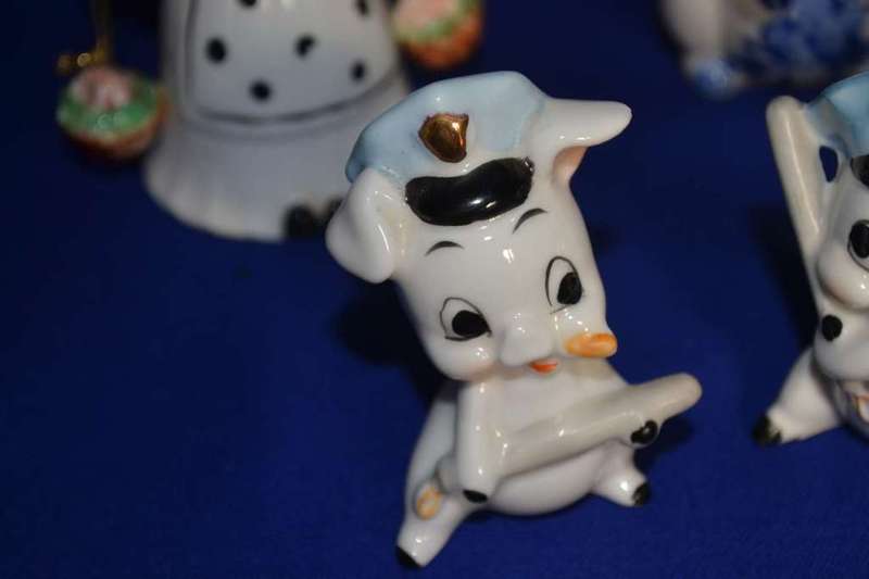 Collection of Blue and White Porcelain Pig Ornaments