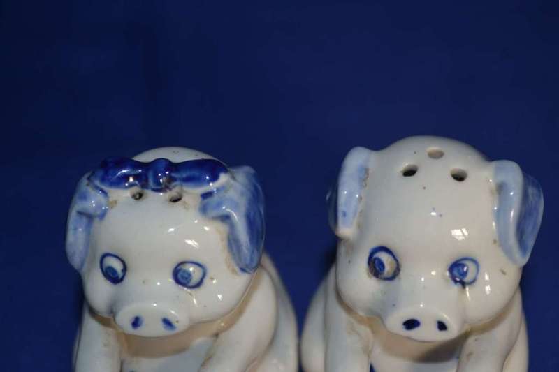 Collection of Blue and White Porcelain Pig Ornaments