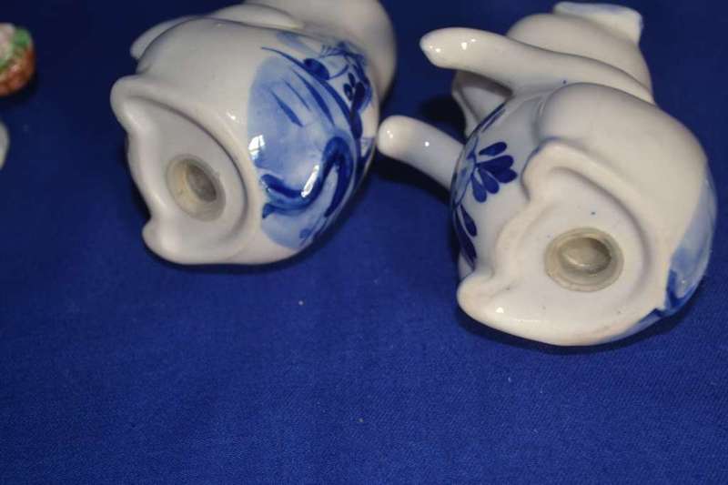 Collection of Blue and White Porcelain Pig Ornaments