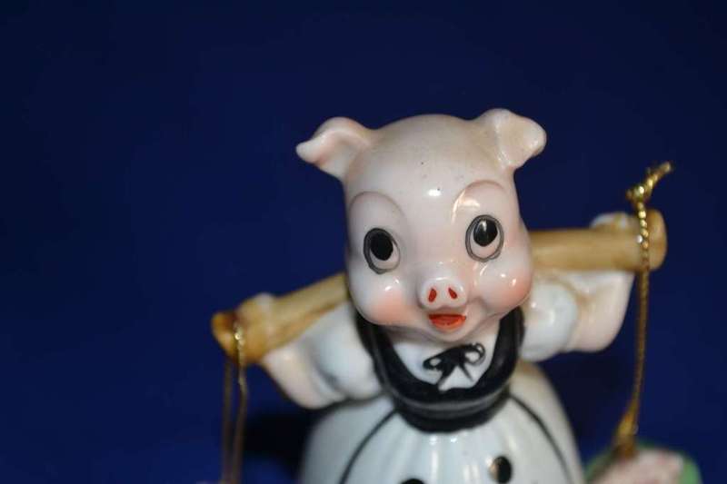 Collection of Blue and White Porcelain Pig Ornaments