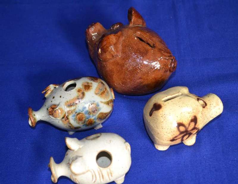 Ceramic Pig Ornaments x 4