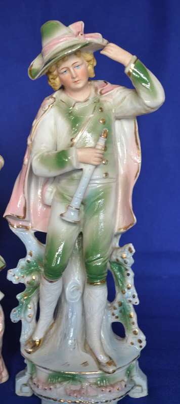 Large Vintage Bisque Porcelain Figurines x 3