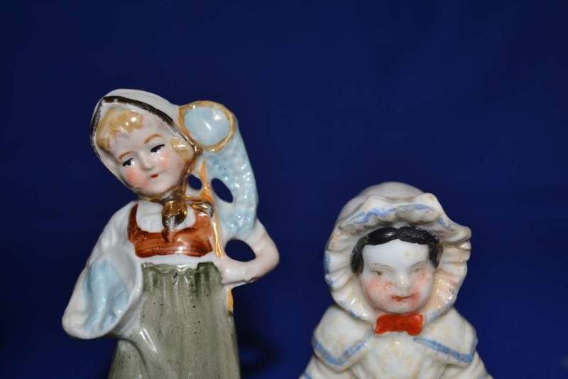 Boy with Dog Porcelain Group plus  Three Small Porcelain Figurines
