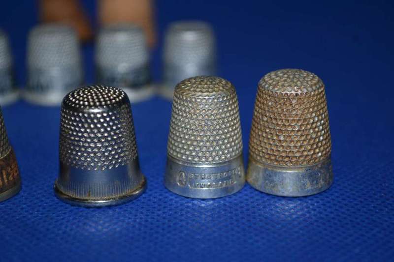 Vintage Metal Thimbles including One Silver Thimble - 14 Pieces