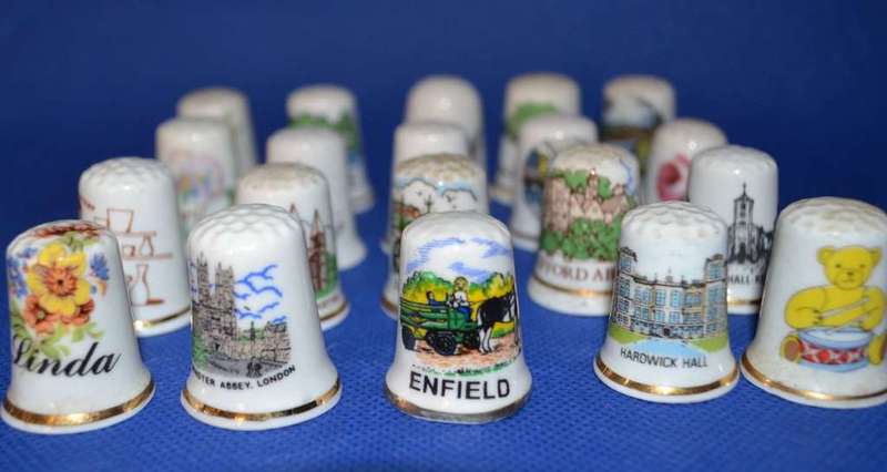 Assorted Bone China Thimbles- Including Queen Elizabeth and Princess Diana - 25 Pieces