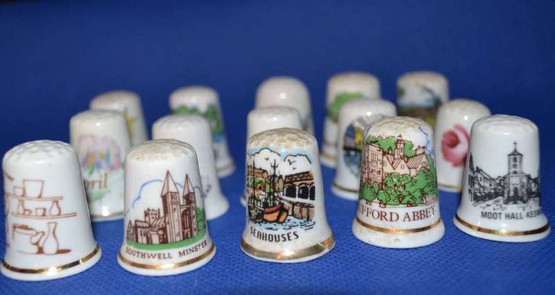 Assorted Bone China Thimbles- Including Queen Elizabeth and Princess Diana - 25 Pieces