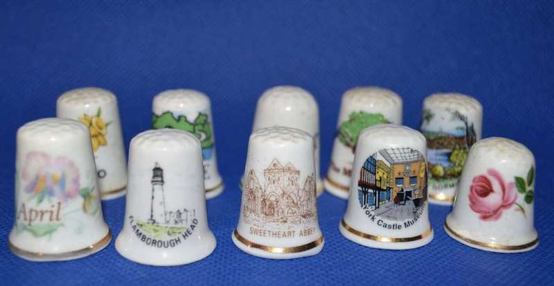 Assorted Bone China Thimbles- Including Queen Elizabeth and Princess Diana - 25 Pieces