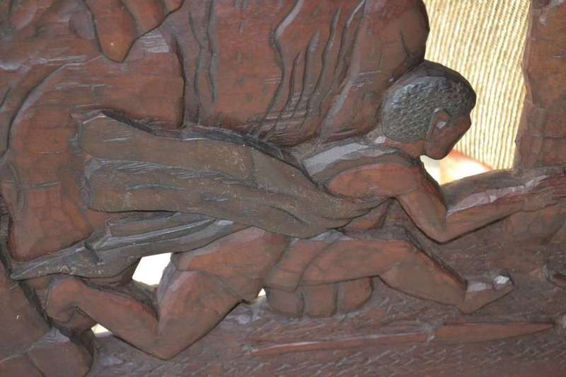 Large, Heavy Carved Wooden Panel / Wall Hanging -  Vintage