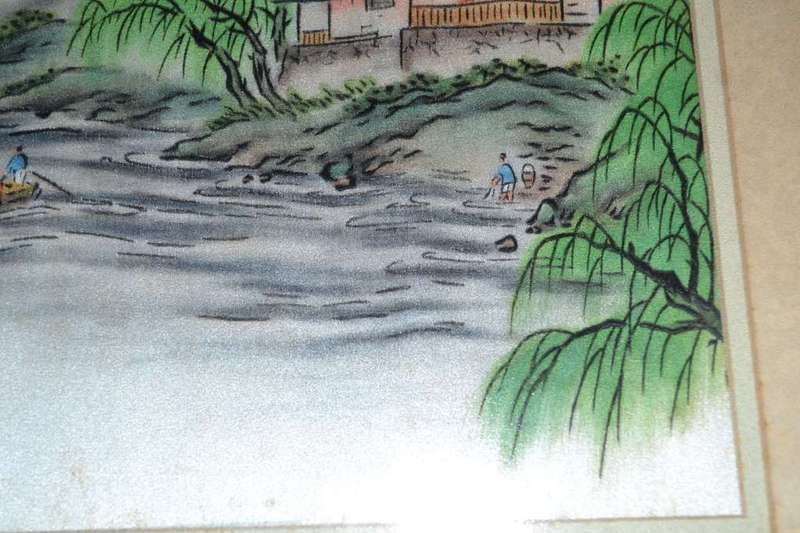 Pair of Vintage Chinese Paintings on Silk Framed behind Glass