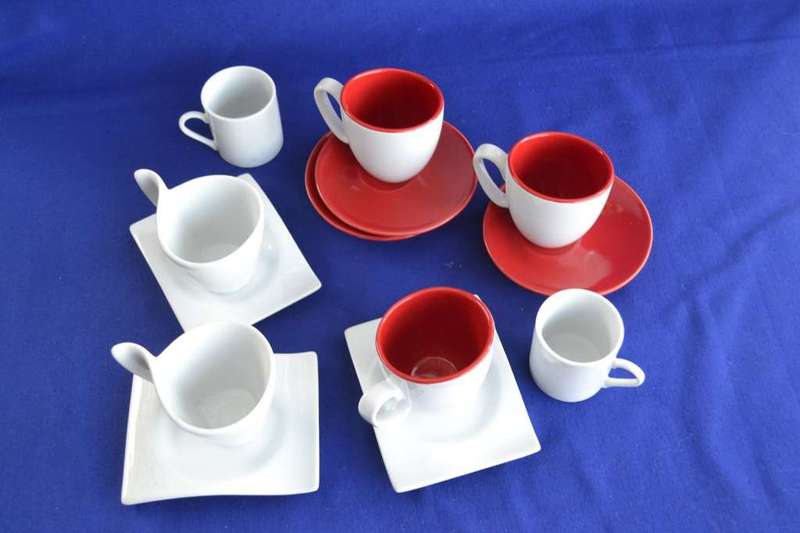 Assorted Espresso Coffee Cups and Saucers 13 Pieces